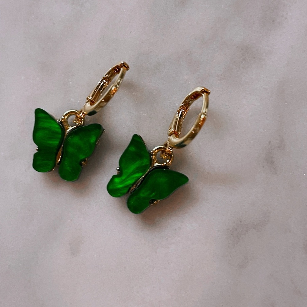 Butterfly Earrings Black, White, Pink, Blue, Red, Purple, Green, Yellow - Picture 6 of 15